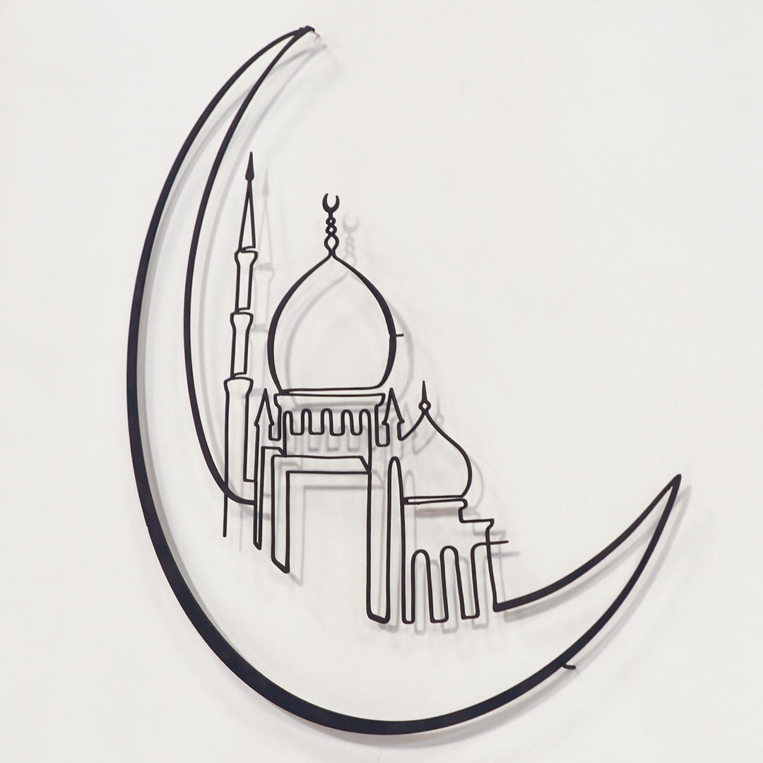 Mosque and Crescent Metal Islamic Wall Art - WAM160