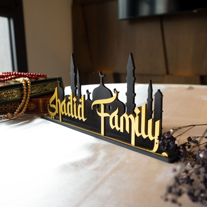 Custom Metal Tabletop Decor with Mosque Silhouette - WAMH112