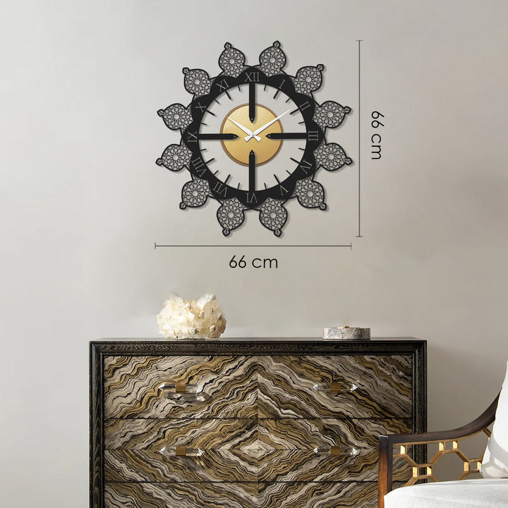Islamic Pattern Roman Written Metal Wall Clock - WAMS014