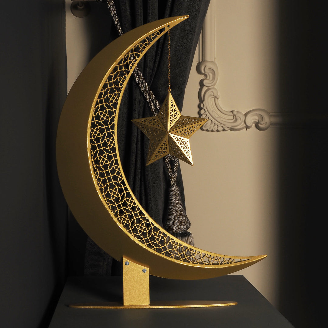 Croissant de lune en métal 3D Décor islamique - WAMH110