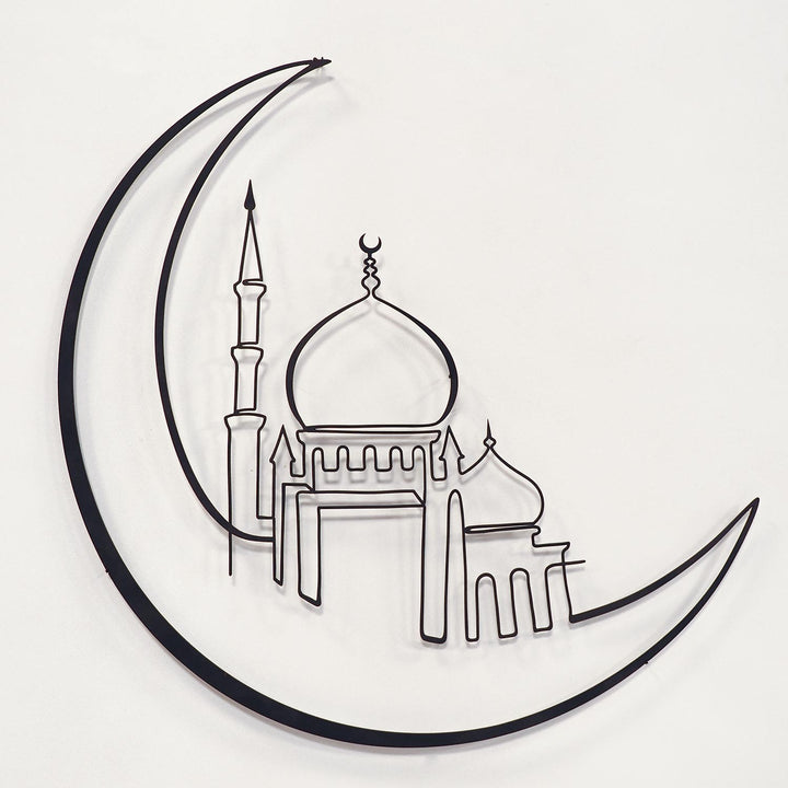 Mosque and Crescent Metal Islamic Wall Art - WAM160