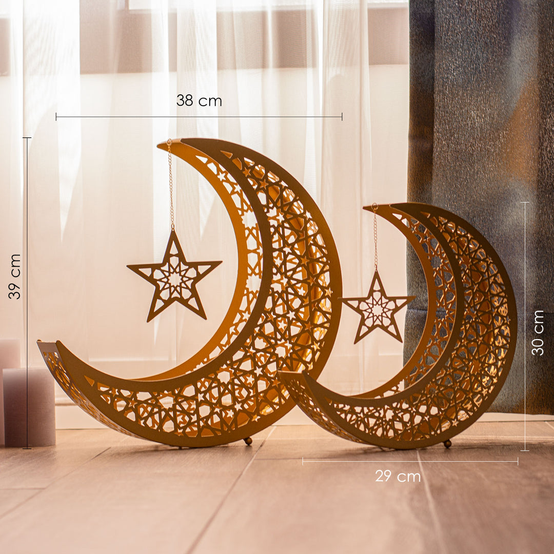 Crescent Moon Metal Islamic Decor Set of 2 - WAMH106
