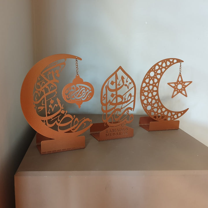 Ramadan Mubarak Set de 3 Bougeoirs en métal - WAMH099