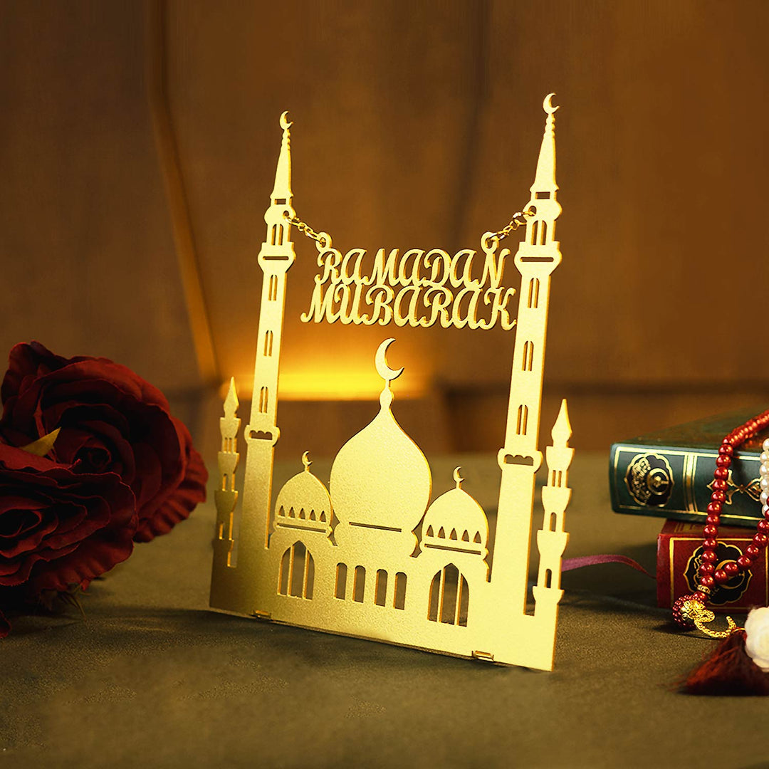 Décoration de table en métal Ramadan Mubarak - WAMH101