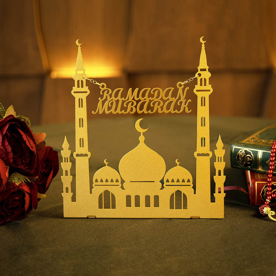 Décoration de table en métal Ramadan Mubarak - WAMH101
