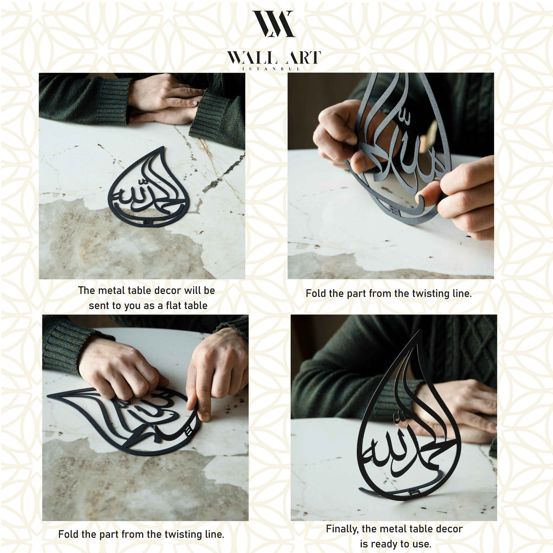 Décoration de table en métal Alhamdulillah Teardrop - WAMH089