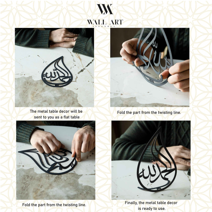 Décoration de table en métal Alhamdulillah Teardrop - WAMH089